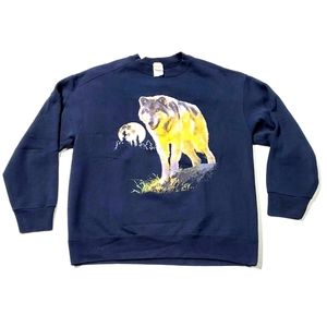 Vintage 90's Lone Wolf Fruit of the Loom Men's Crewneck Heavy Sweatshirt size XL